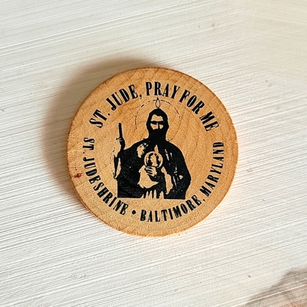 St. JUDE Wood Prayer Token- 1-1/2"
